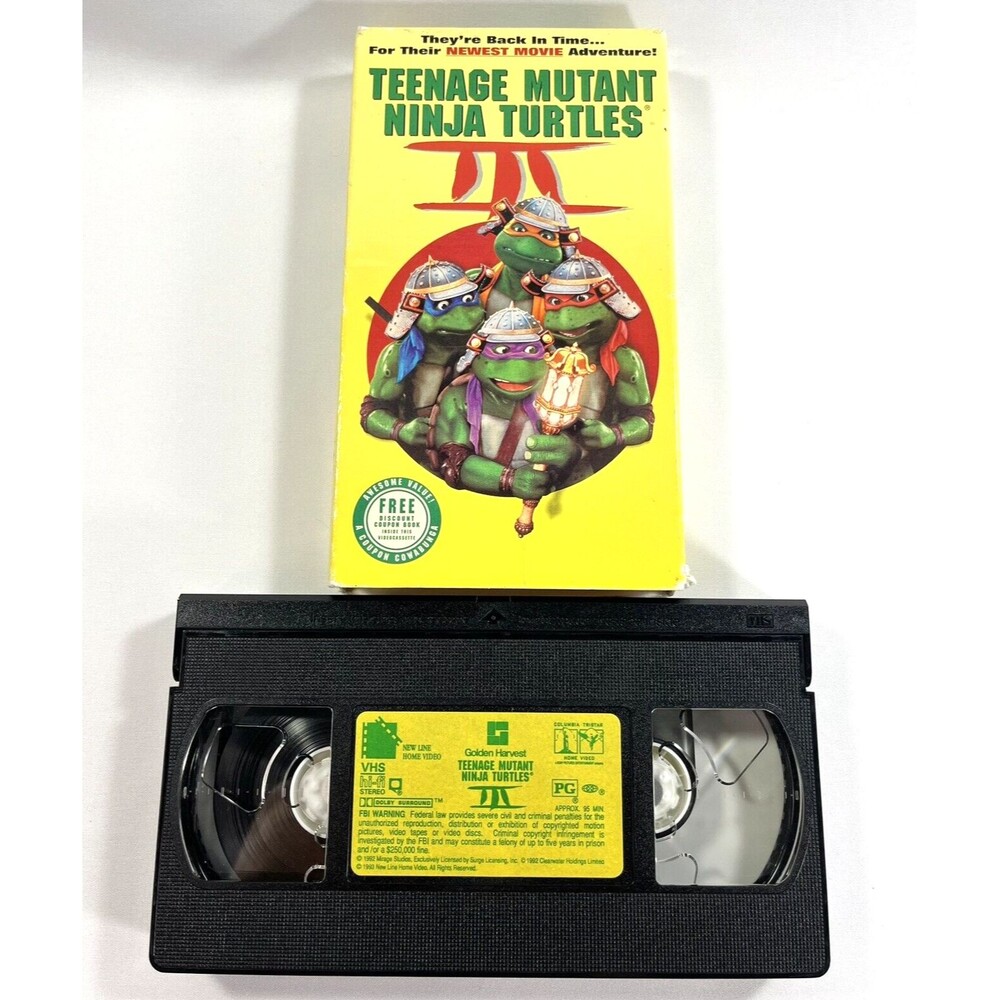 Teenage Mutant Ninja Turtles III VHS 1993 TMNT Classic Movie Film Tested